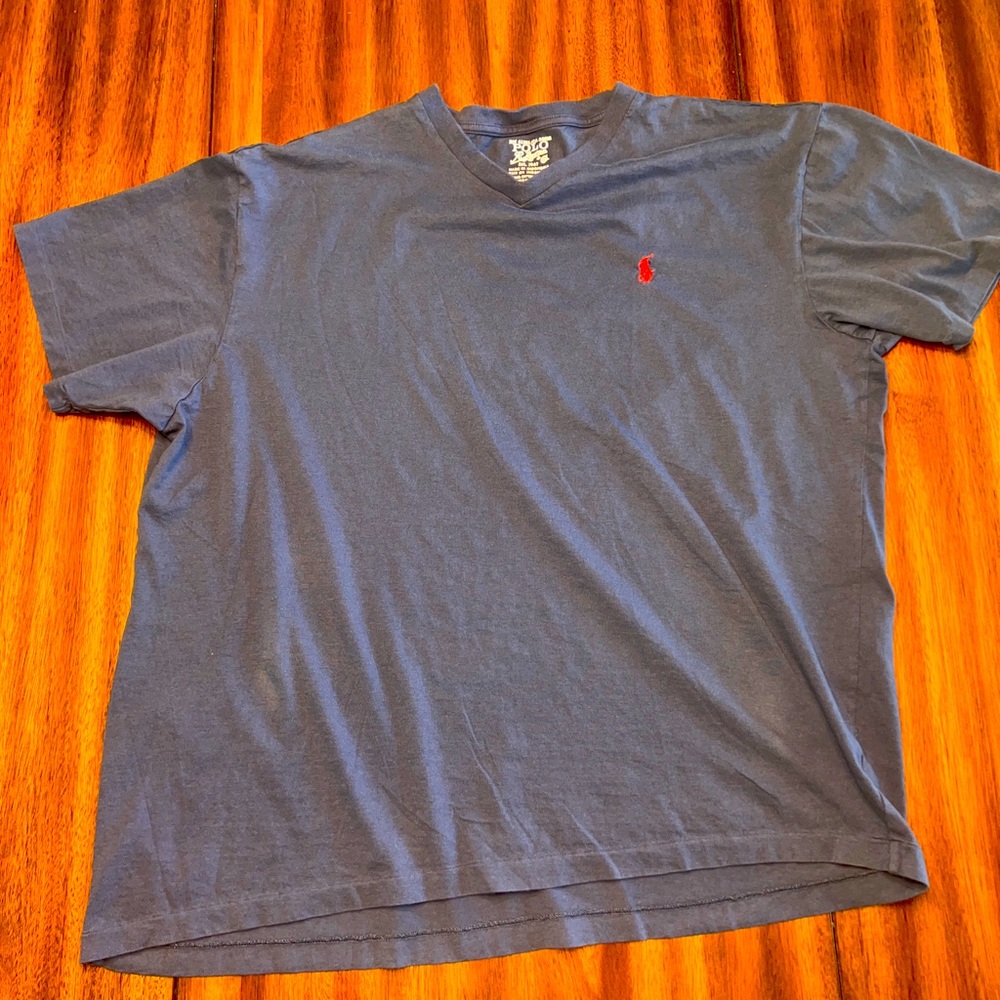 Ralph Lauren Polo - Blue V Neck T-Shirt - Size L